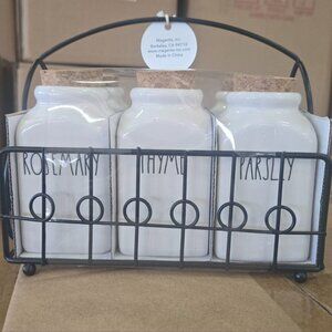 Rae Dunn Artisan Collection Magenta White Ceramic Spice Herb Jars Set Of 6